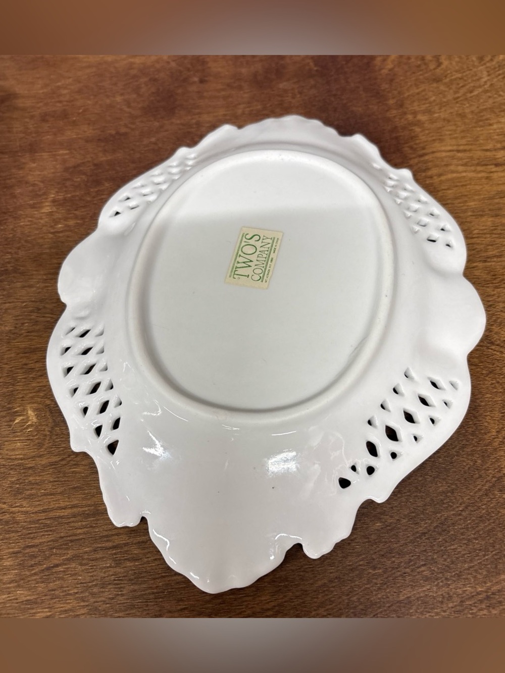 Two’s Company Elegant White Decorative Ceramic Serving Platter - Picture 3 of 3
